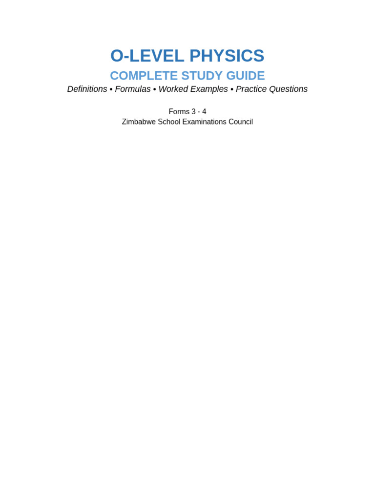 O-Level Physics Complete Notes | PDF | Celsius | Force