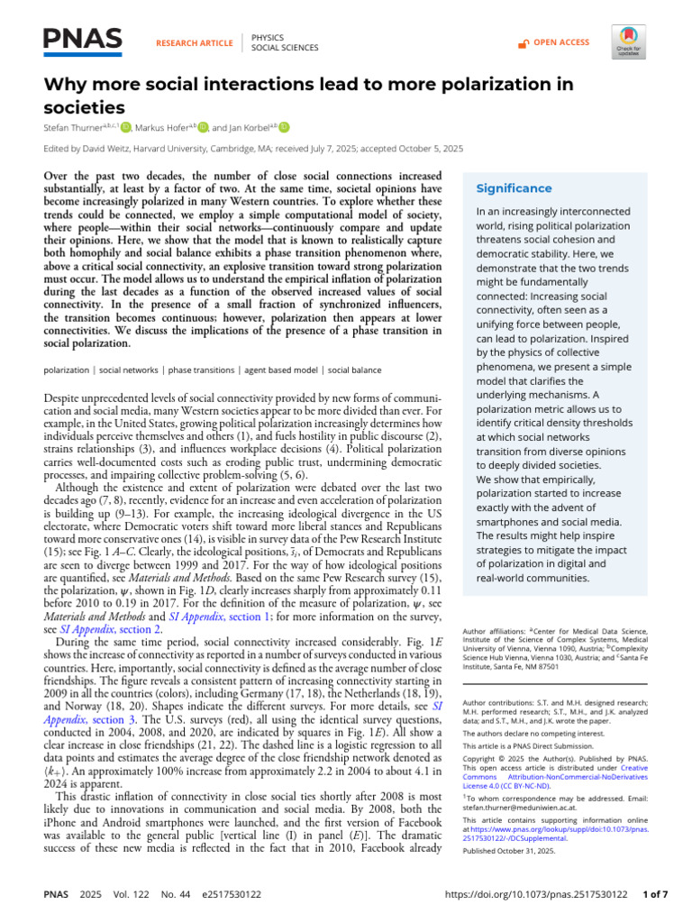 Thurner Et Al 2025 Why More Social Interactions Lead to More ...