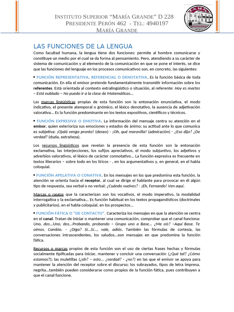 Las Funciones de La Lengua | PDF | Lingüística