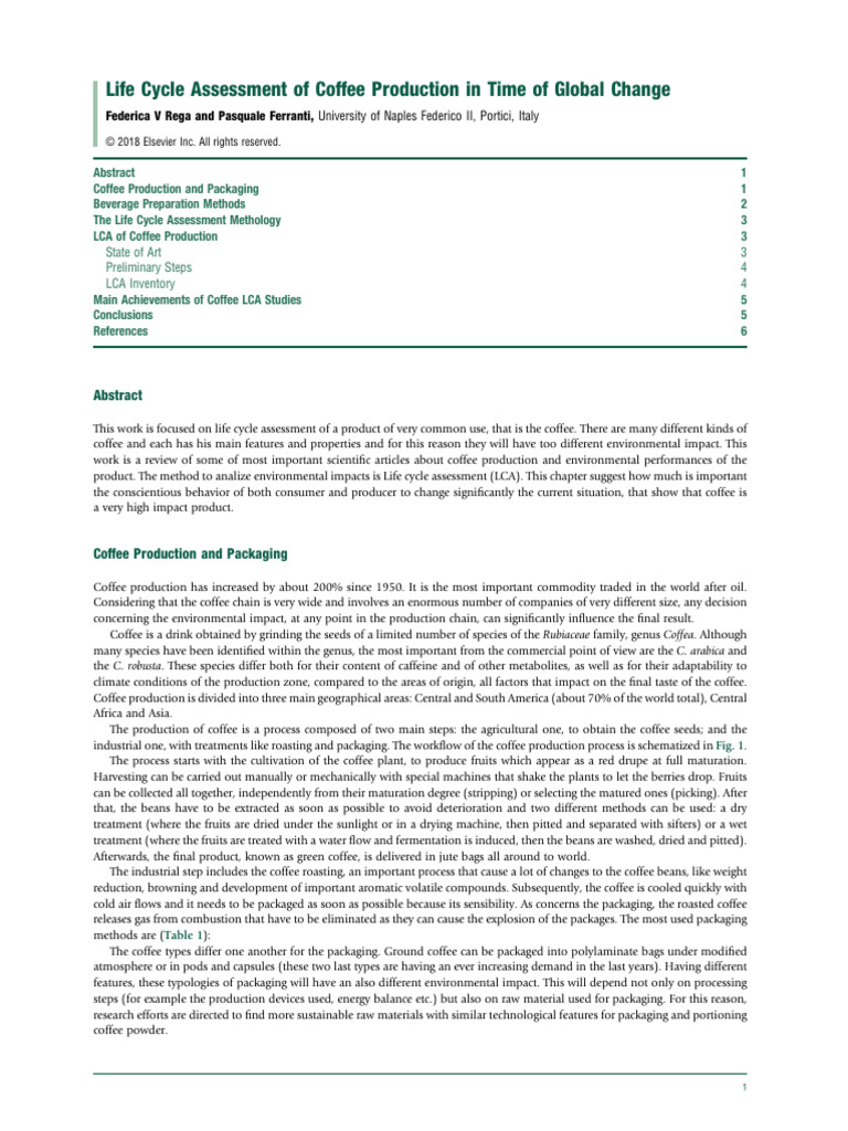 2018 - Life Cycle Assessment of Coffee Production in Time of Global ...