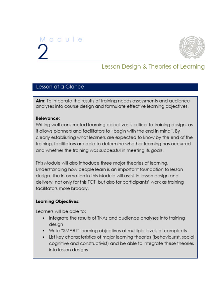 029-003 2022 - ToT M2 Lesson Design and Theories of Learning | PDF ...