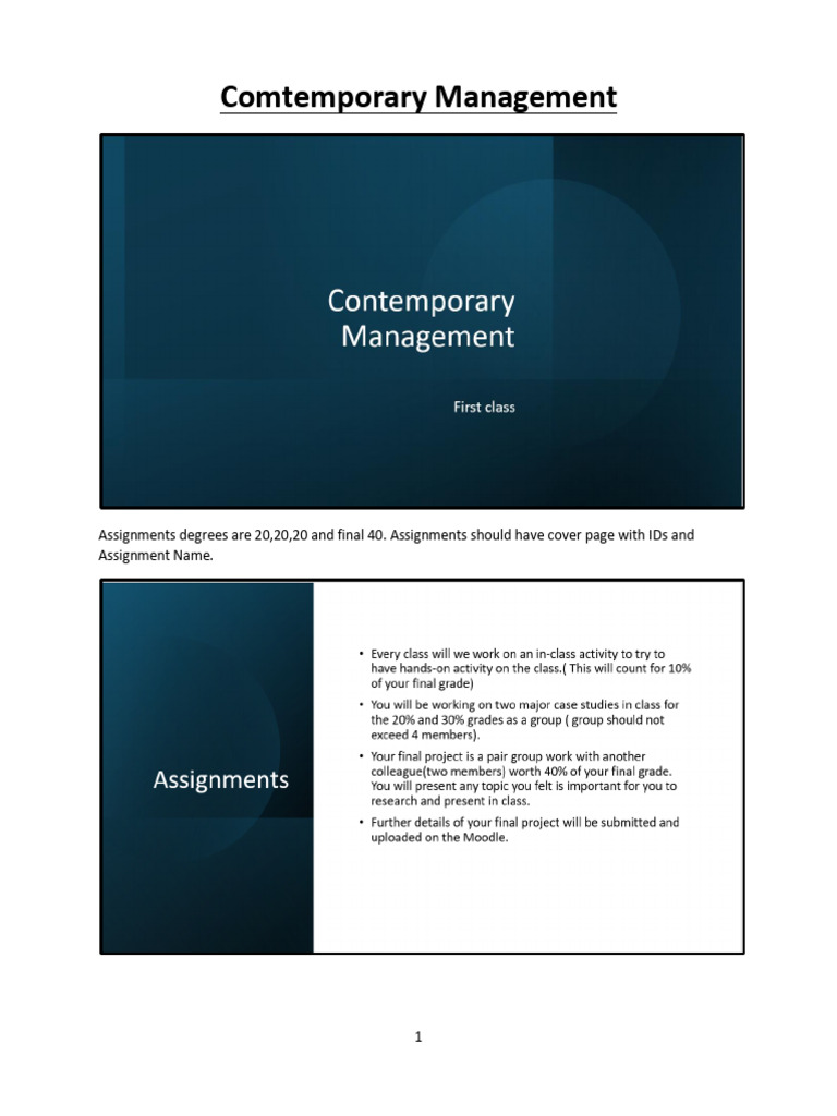 Contemporary Management First Session | PDF | Leadership | Mentorship