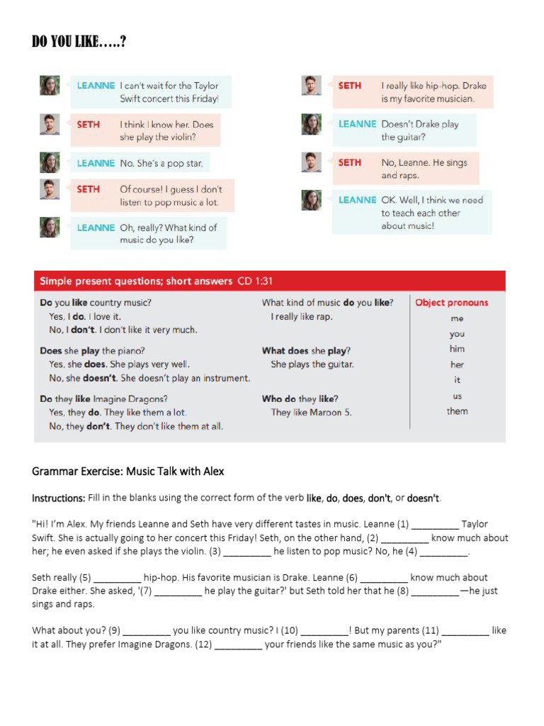 Verb To Do - Do You Like | PDF
