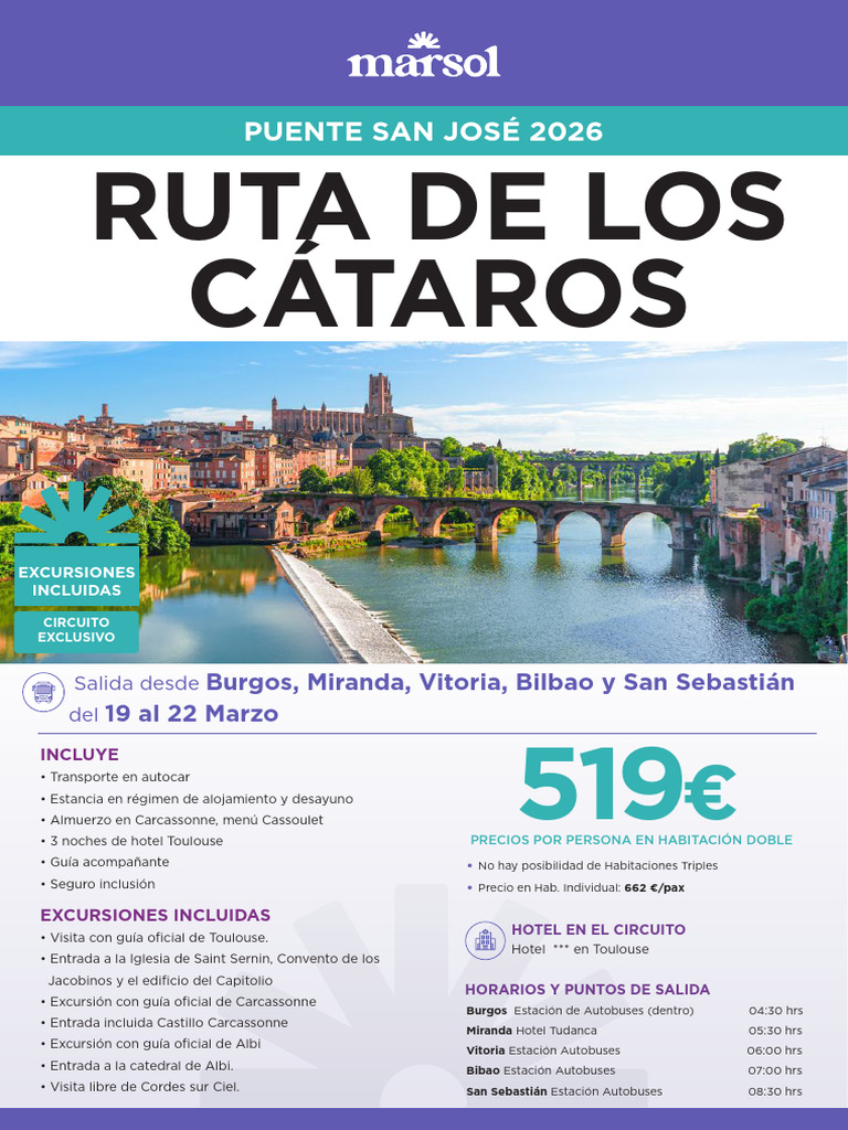 Oferta Marsol Puente de San Jose 2026 Ruta de Los Cataros 4 Dias ...