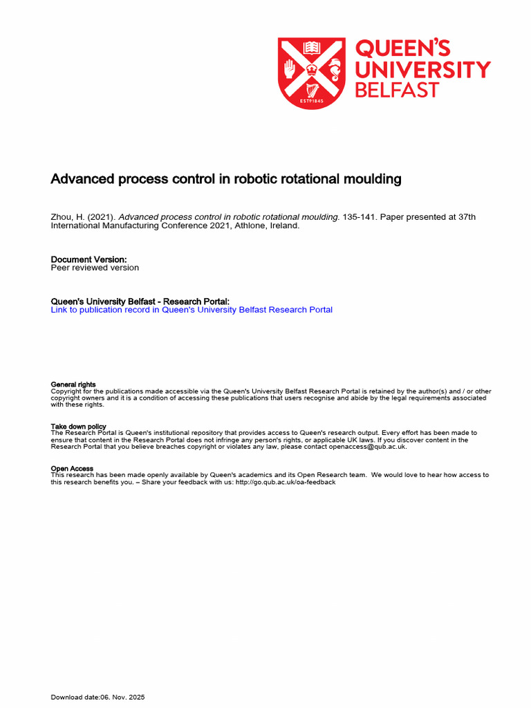 Advanced Process Control in Robotic Rotational Moulding | PDF ...