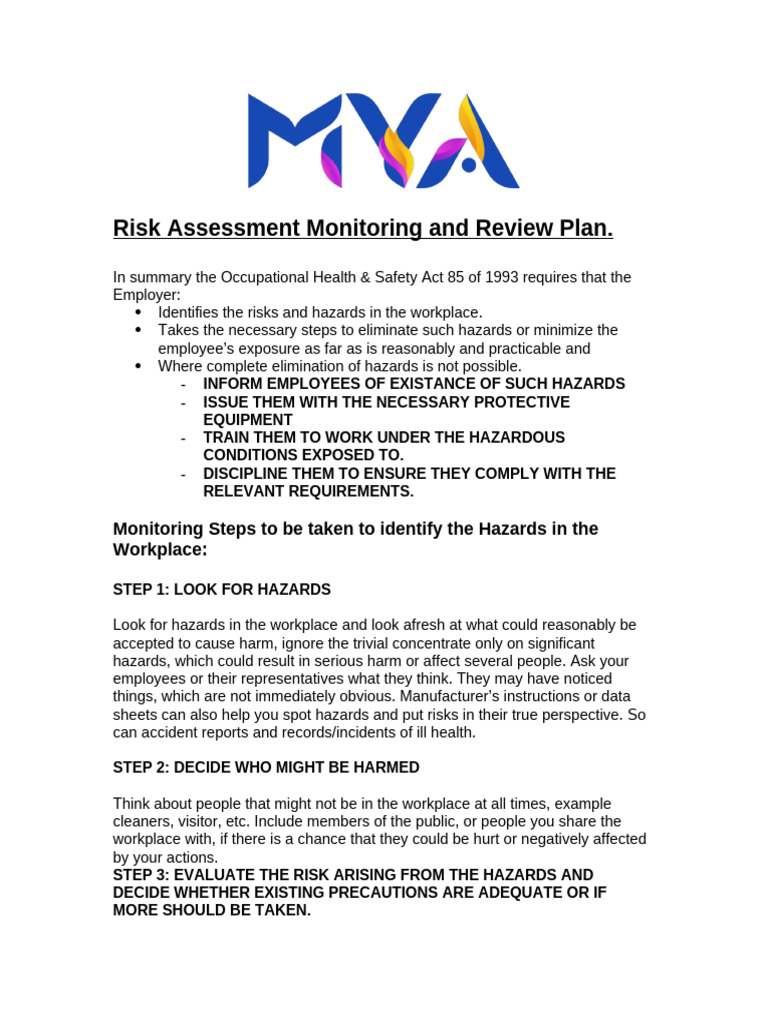 Monitoring & Review Plan | PDF | Occupational Safety And Health | Hazards