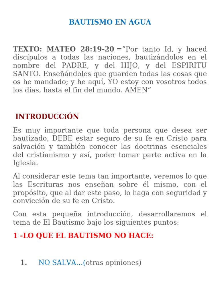 Clase El Bautismo en Agua | PDF | Bautismo | Cristo (título)