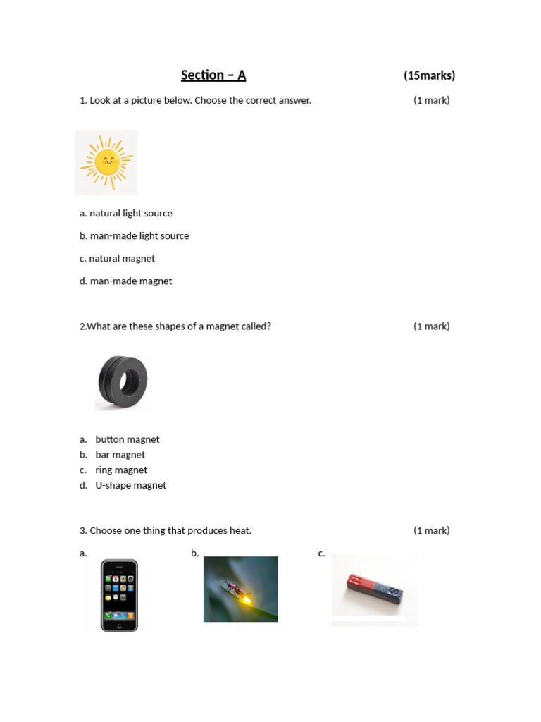 Ep2 Term 3 Science Exam Question Finish | PDF | Light | Magnet
