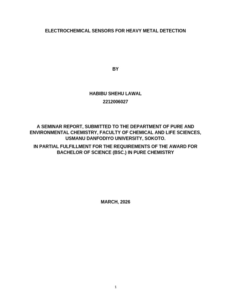 Electrochemical Sensors For Heavy Metal Detection | PDF ...