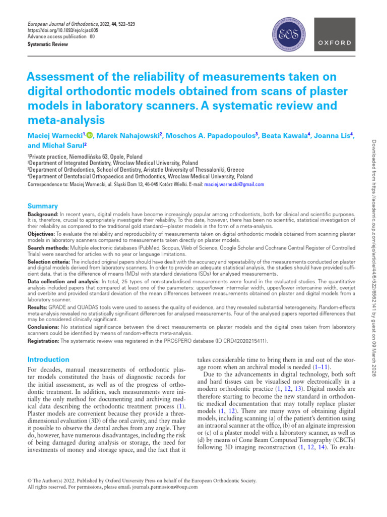 Warnecki - Assessment of The Reliability | PDF | Meta Analysis ...