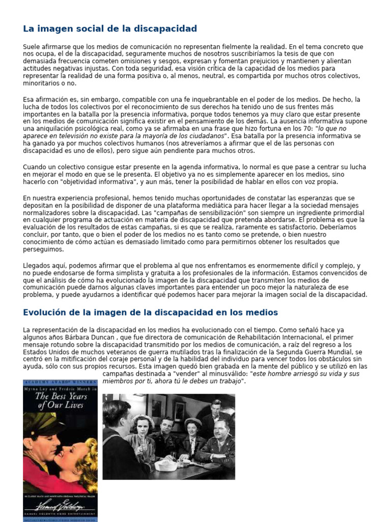 La Imagen Social de La Discapacidad | PDF | Invalidez | Igualdad social