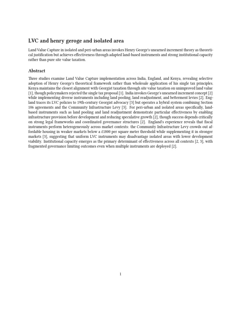 Elicit - LVC and Henry George in Isolated Areas - Report | PDF | Taxes ...