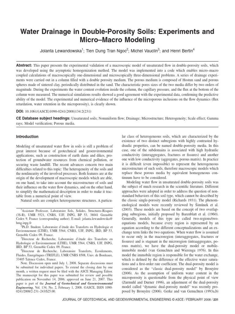 Water Drainage in Double Porosity Soils - Experiments and | PDF ...