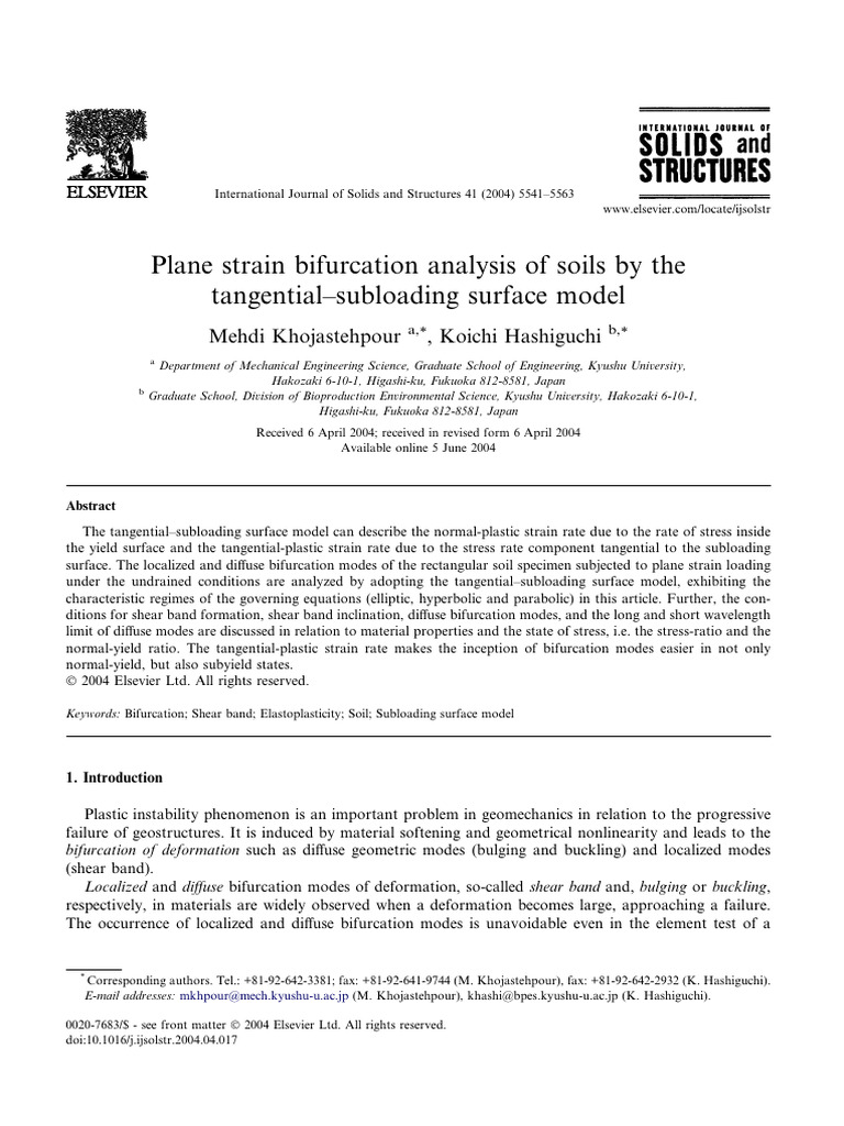 Plane Strain Bifurcation Analysis of Soils | PDF