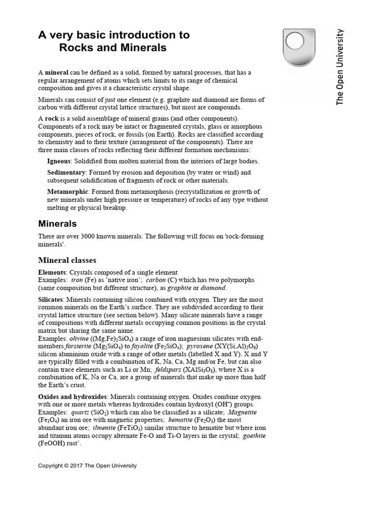 A Very Basic Introduction To | PDF | Rock (Geology) | Minerals
