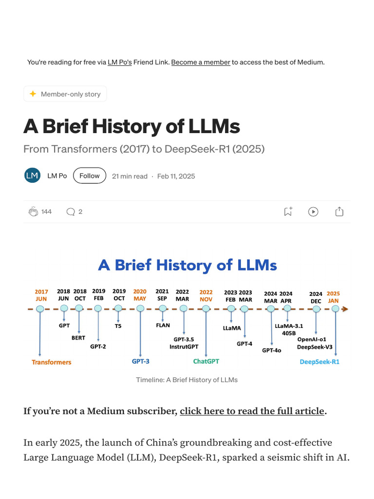 A Brief History of LLMs. From Transformers (2017) To DeepSeek-R1 - by ...
