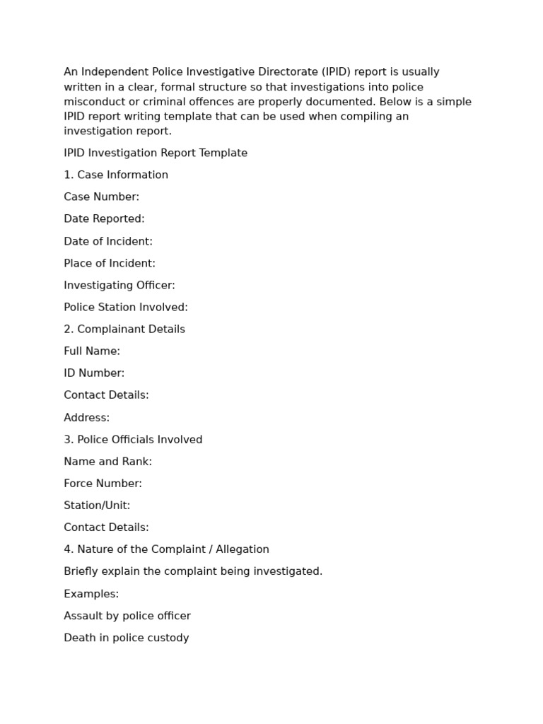 Ipid Report Sample | PDF