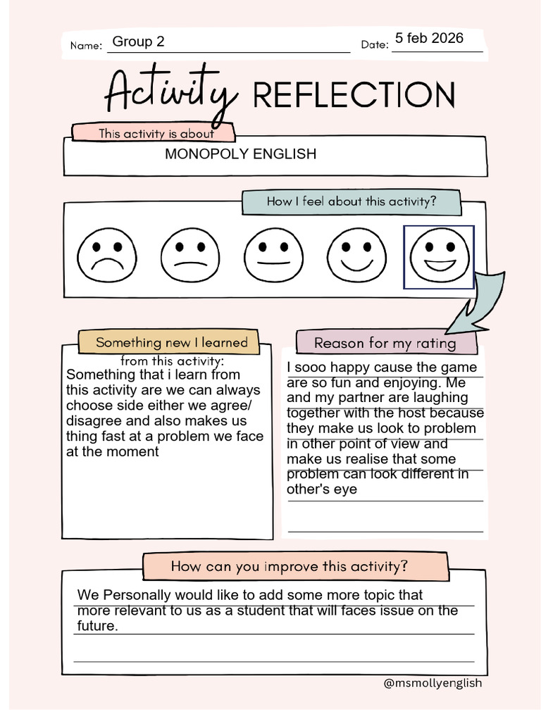 Activity Reflection_group 2(Monopoly) | PDF