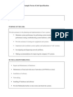 Sample Form of Job Specification