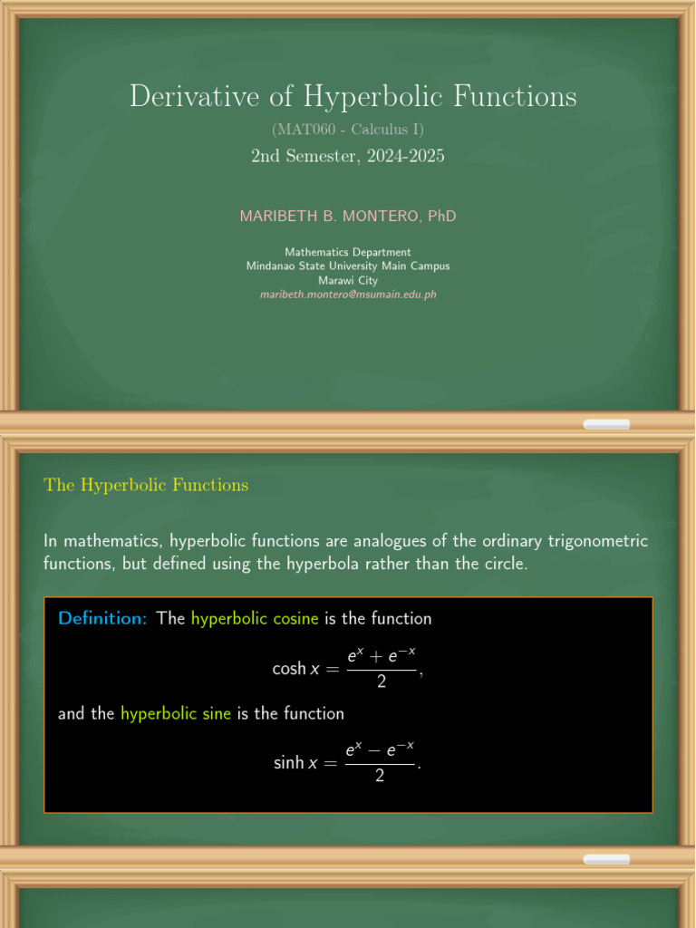 2.5 Hyperbolic Functions | PDF
