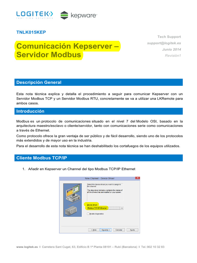 Guia Comunicación Kepserver Server ModBUS | PDF | Protocolos de ...