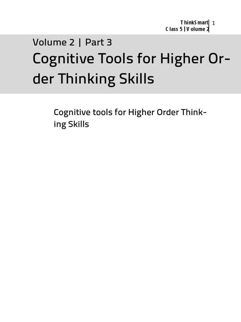 ThinkSmart - Class 5 - Cognitive Tools For HOT Skills | PDF | Cognitive ...