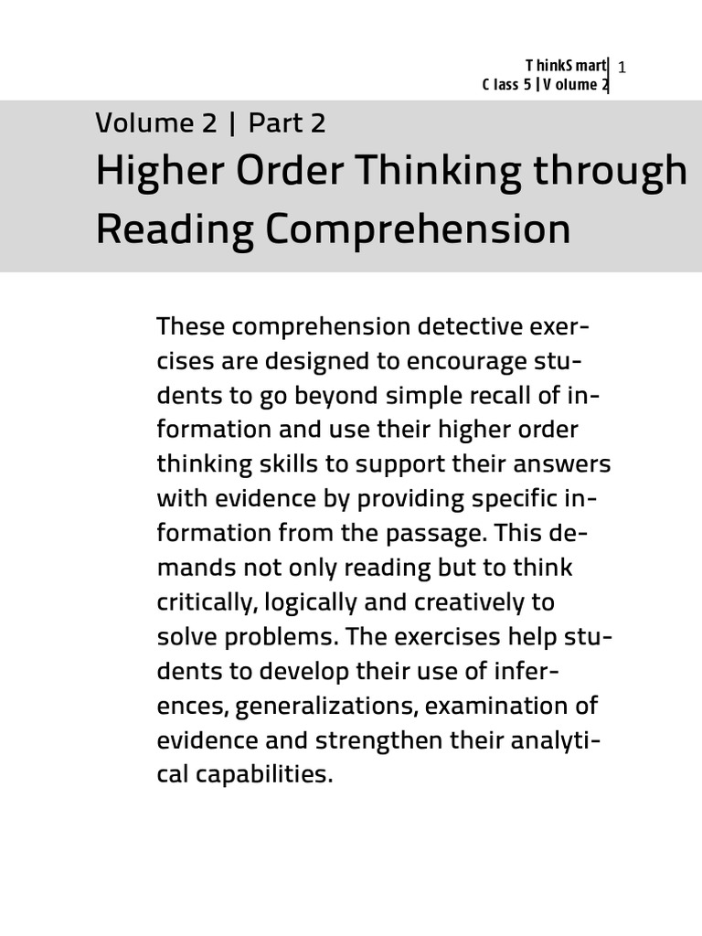 ThinkSmart - Class 5 - Book 2 - Part 2 - Higher Order Thinking Through ...