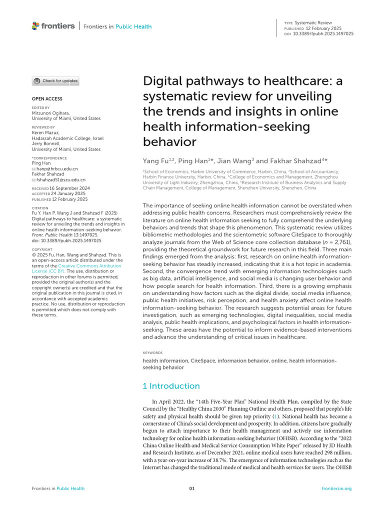 Digital Pathways To Healthcare A Systematic Review | PDF | Information ...