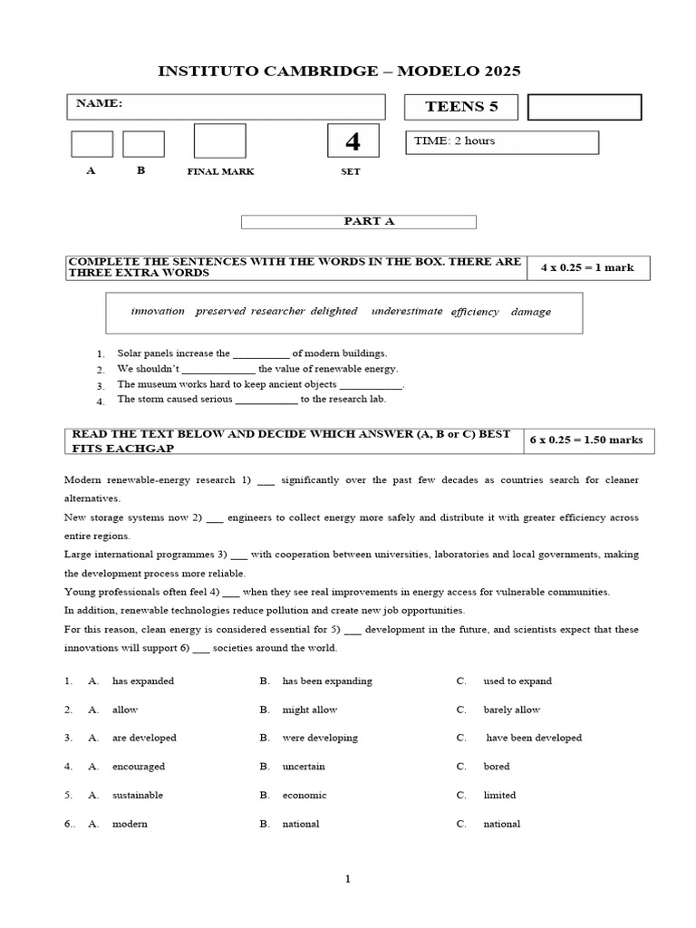 TN5 - Mocks PDF | PDF | Grammatical Tense | Natural Environment