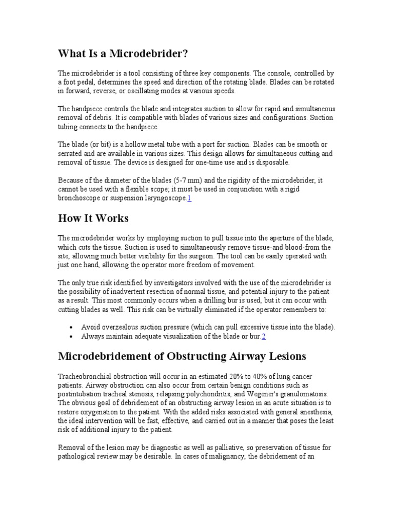 What Is A Microdebrider | Download Free PDF | Surgery | Medicine