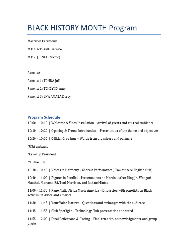 Black History Month Program | PDF