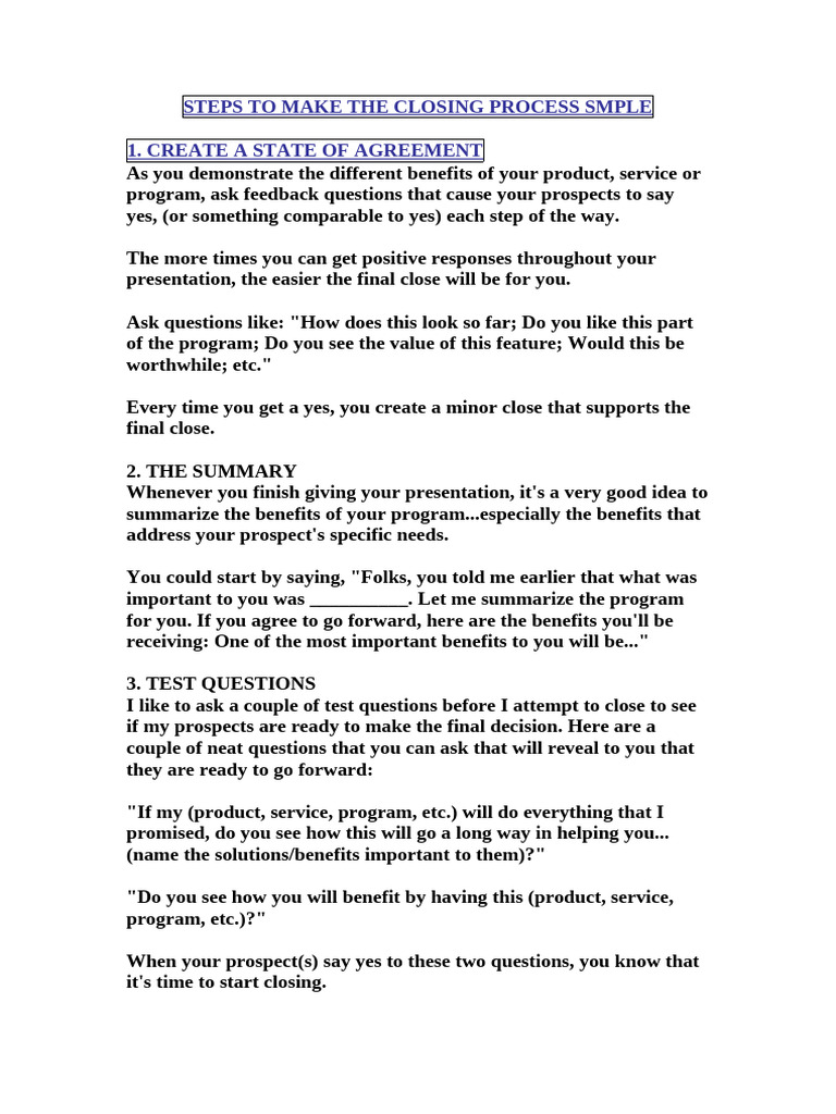 5-Simple Closing Process | PDF