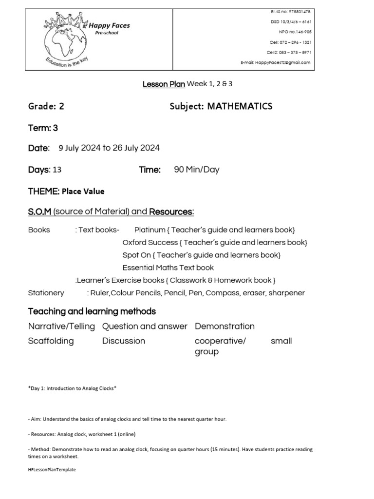 HFLessonPlan Mathematics - 2ndGrade Term 2 Week 1 n 2 n 3 | PDF ...