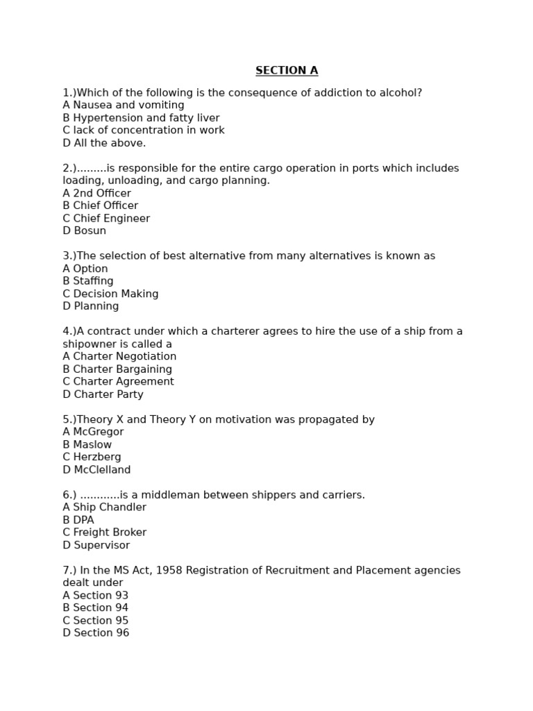QP Div-3 Human Resource Development ^L0 Shipping Management | PDF ...