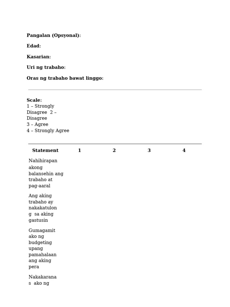 Questionnaire | PDF