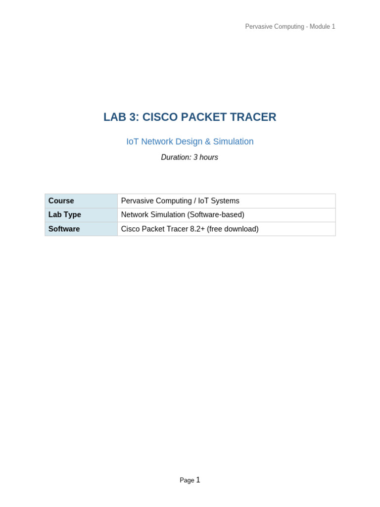 Lab3 Cisco Packet Tracer IoT | PDF | Internet Of Things | Computer Network
