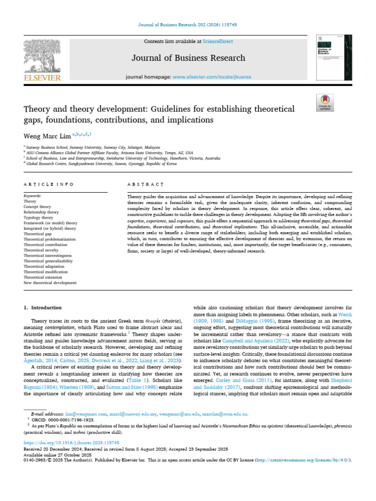 Theory and Theory Development - Guidelines For Establishing Theoretical ...