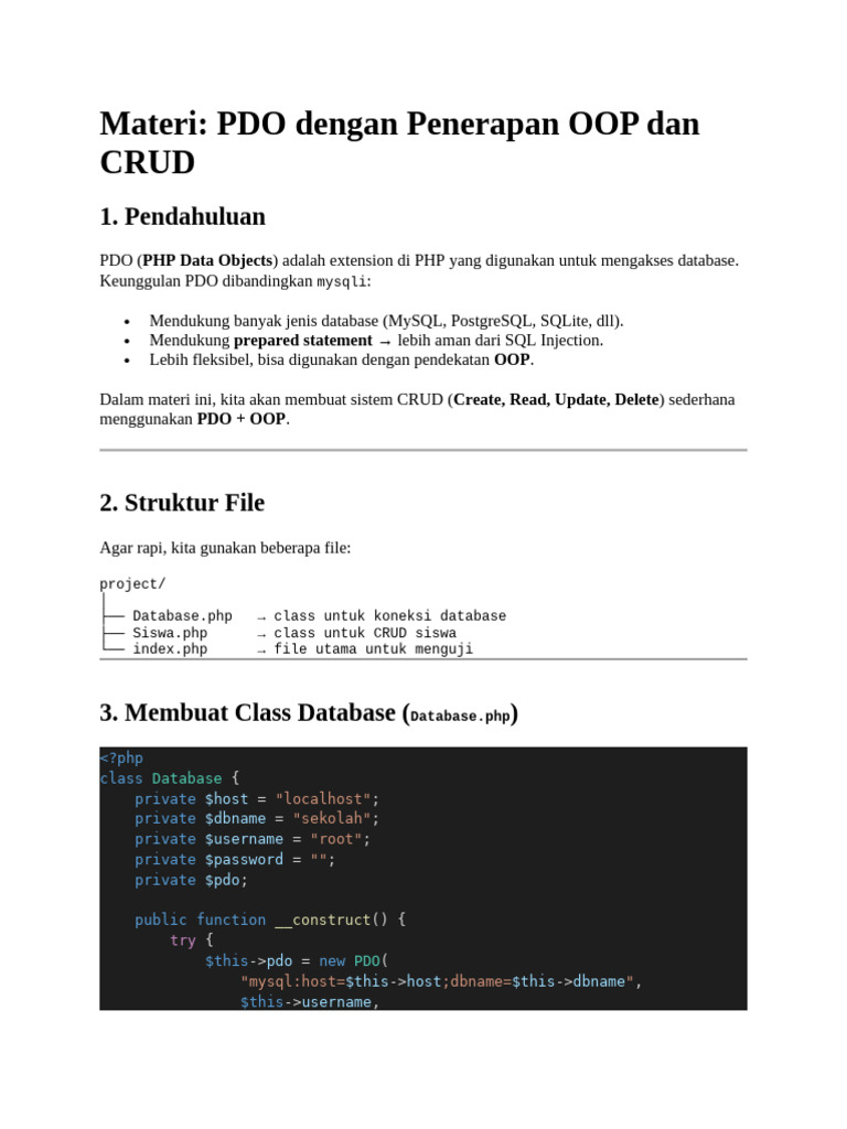 PDO Dengan Penerapan OOP Dan CRUD | PDF