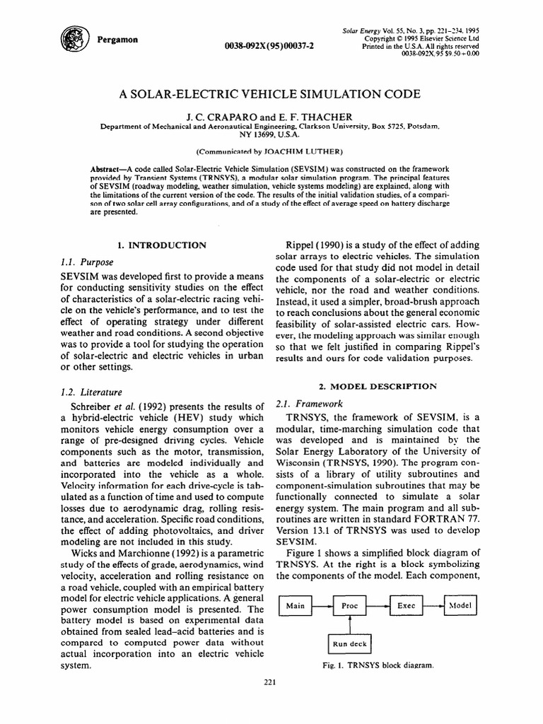 A solar electric vehicle simulation code | PDF