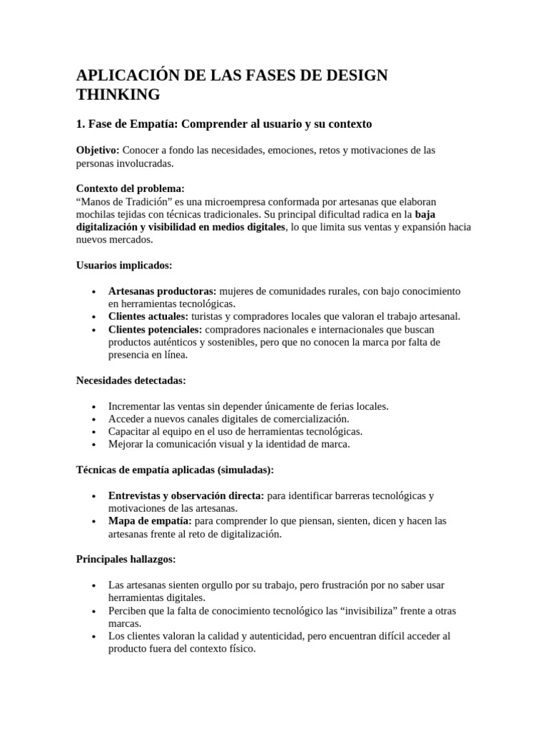 Aplicación de Las Fases de Design Thinking | PDF | Publicidad digital ...