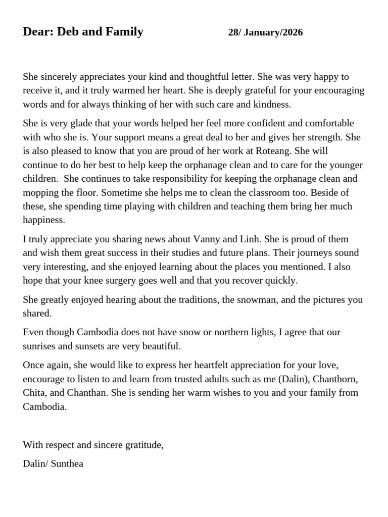 Dear Dep From Sunthea | PDF