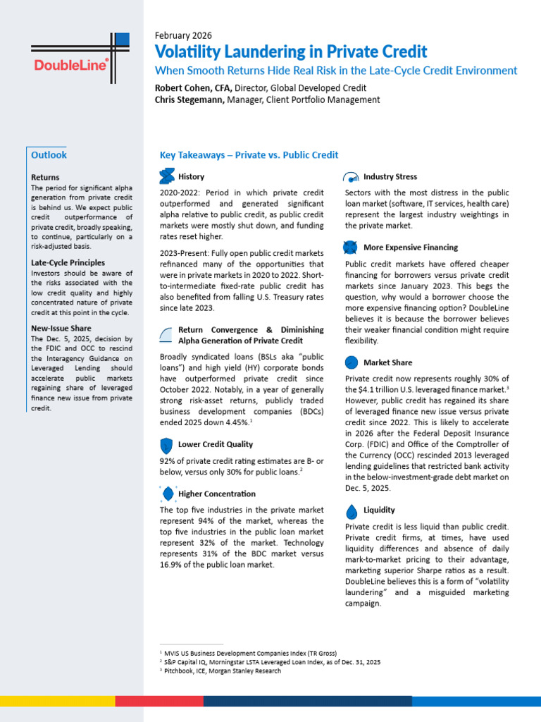 DoubleLine Volatility Laundering in Private Credit 02 2026 | PDF | Bond ...