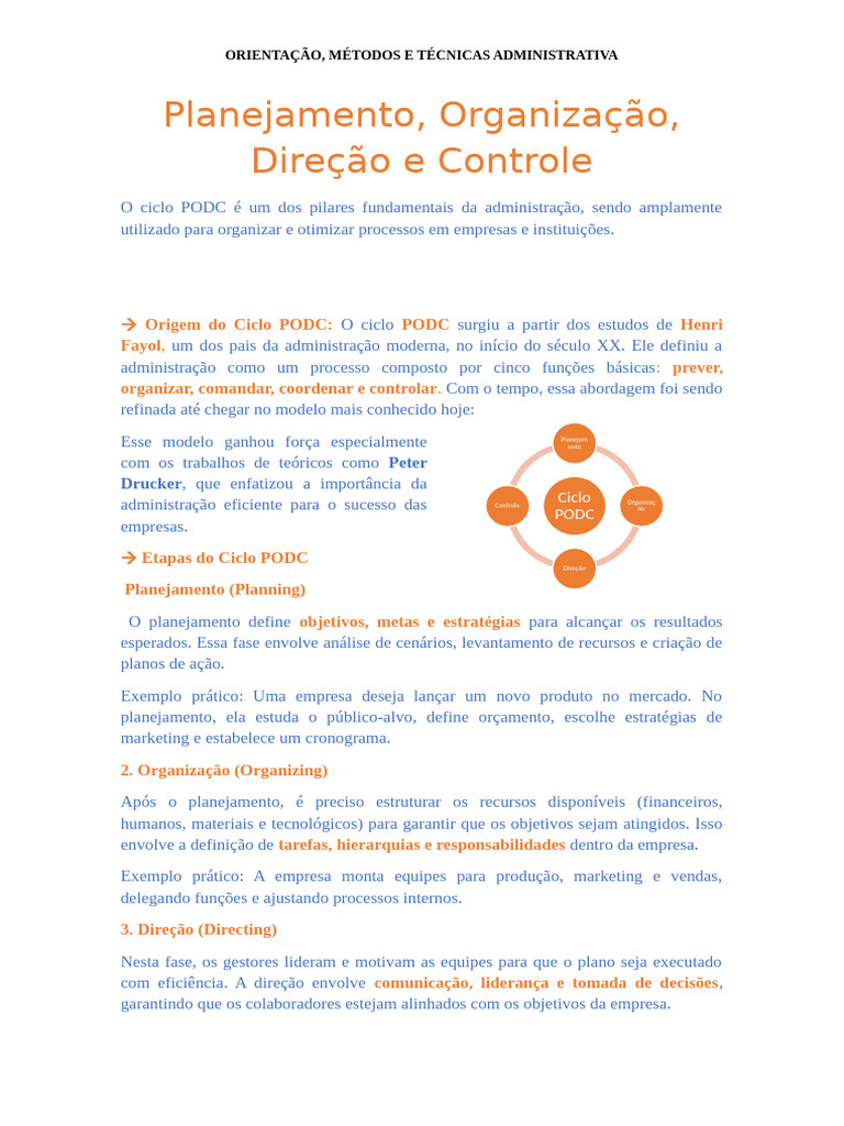 As PODC Na Administração | PDF | Marketing | Planejamento