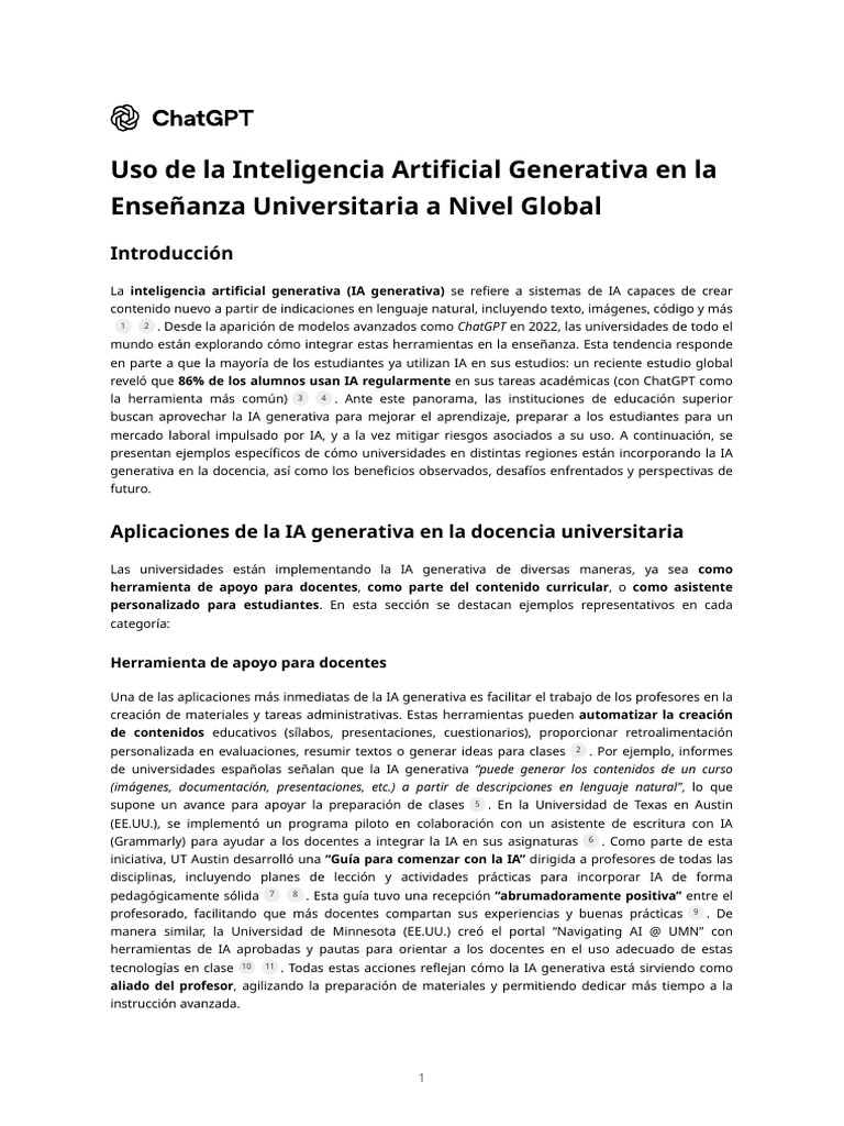 Uso de la Inteligencia Artificial Generativa en la Enseñanza ...
