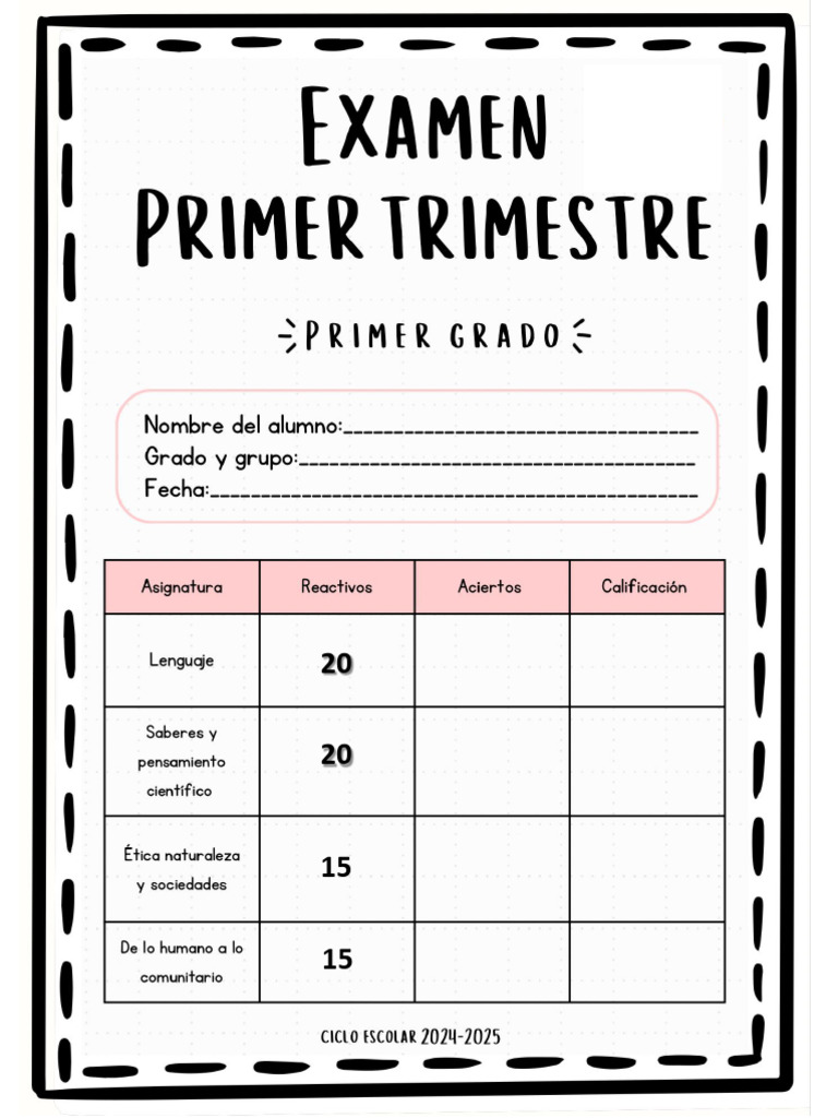 1° Examen Primer Trimestre | PDF