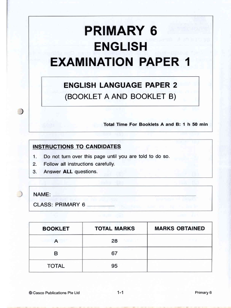 PSLE Examination Papers English 6 | PDF