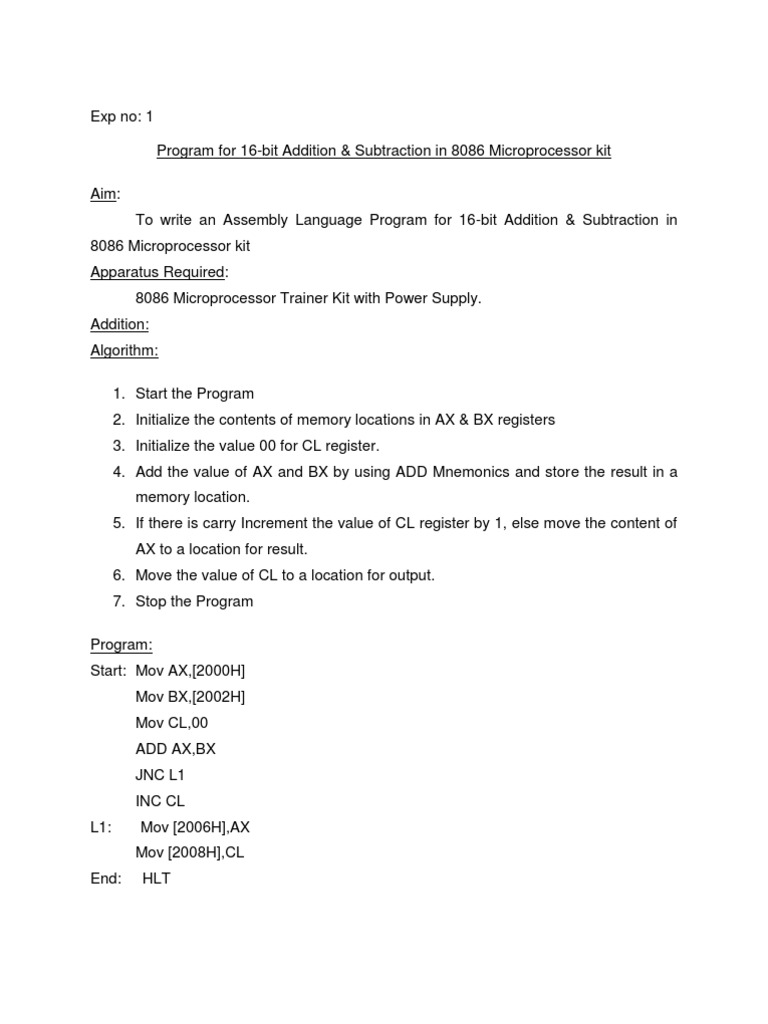 8086 ALP for String Reversal | PDF | Assembly Language | Analog To ...