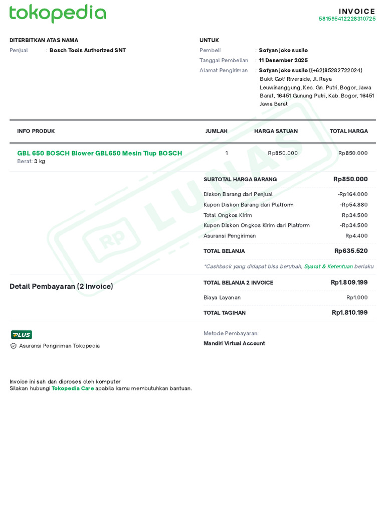 Invoice Karcher | PDF