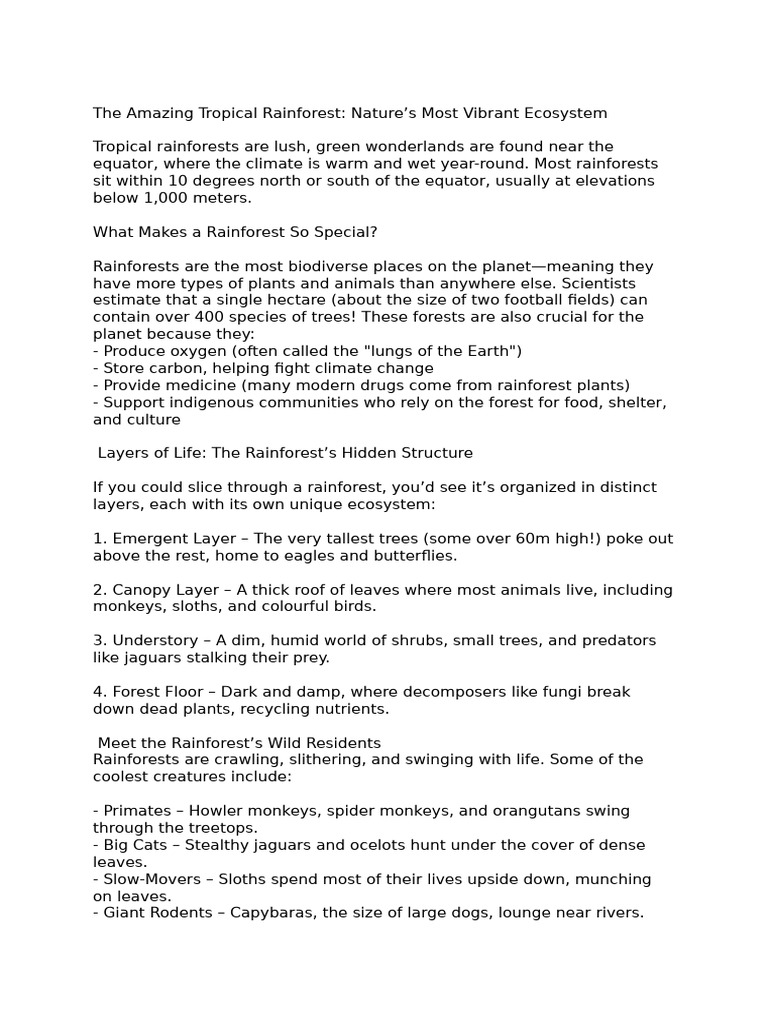 The Amazing Tropical Rainforest | PDF | Rainforest | Systems Ecology
