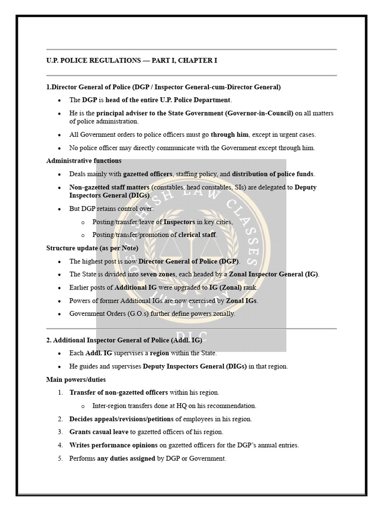 Police Regulation Chapter 1 (Rule 1-17) | PDF | Criminal Law | Ranks
